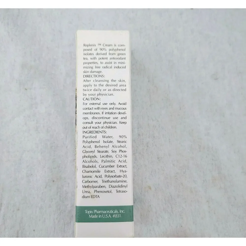 Replenix Skin Cream Green Tea Hyaluronic Acid 1 oz. Anti oxidant NEW